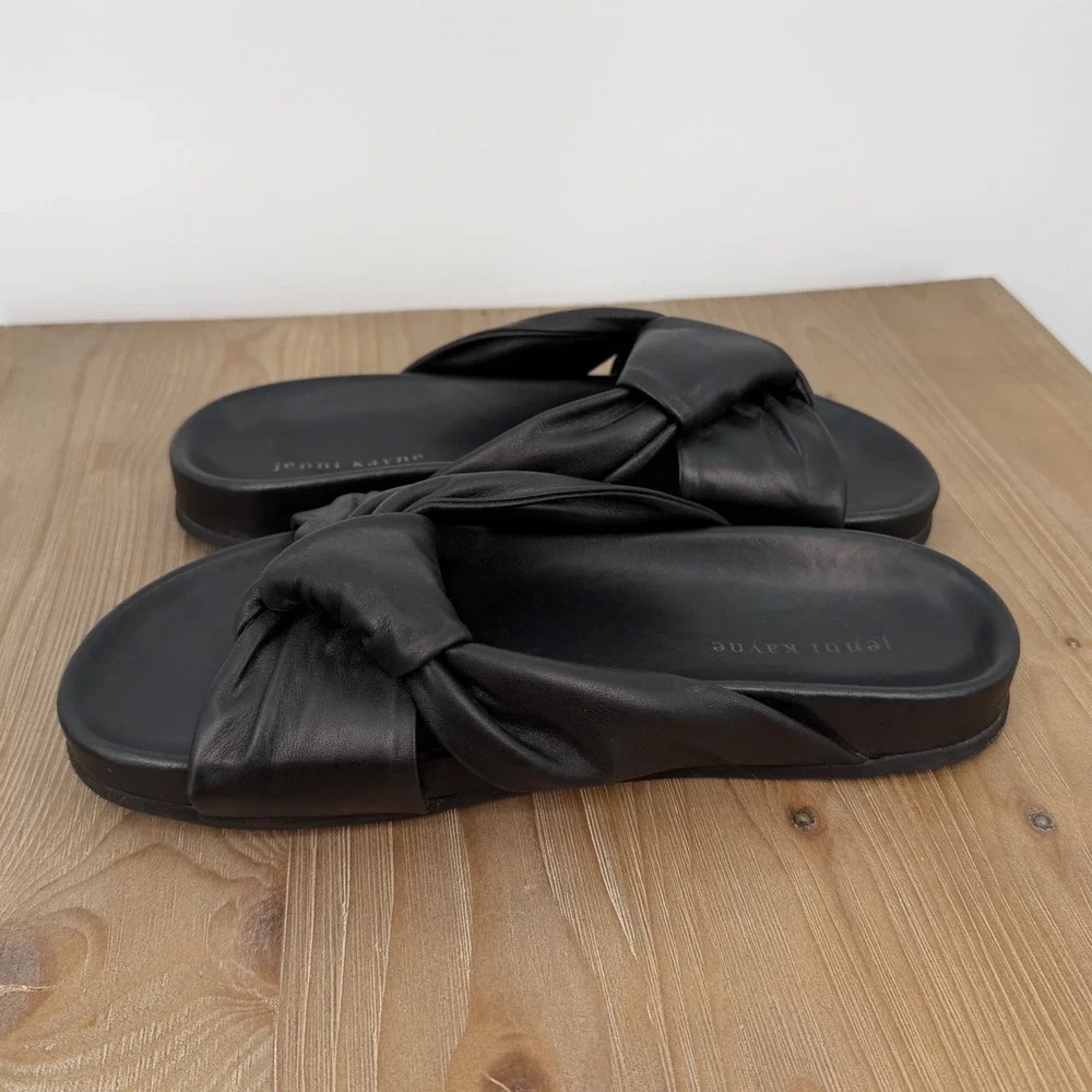 Jenni Kayne Chunky Knot Sandal Black Leather Slide Platform Shoes 40 Minimalist